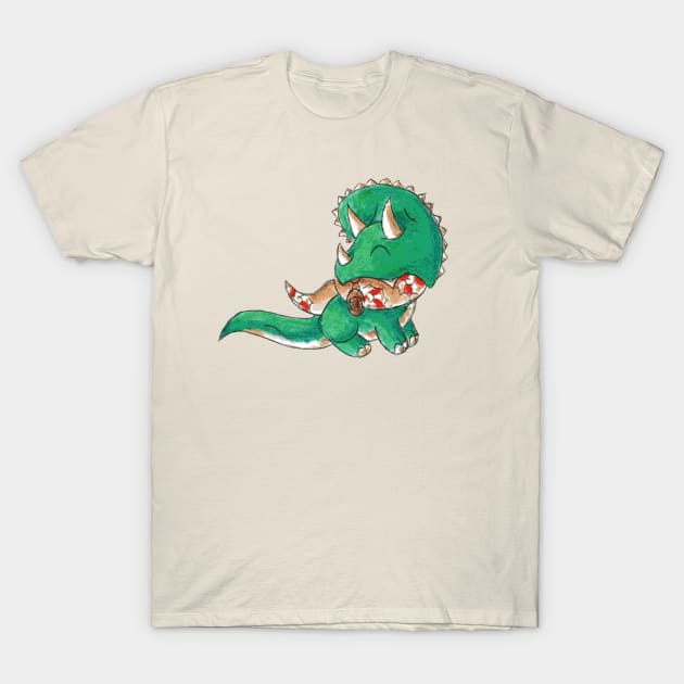 Tree Trimming Triceratops T-Shirt by KristenOKeefeArt